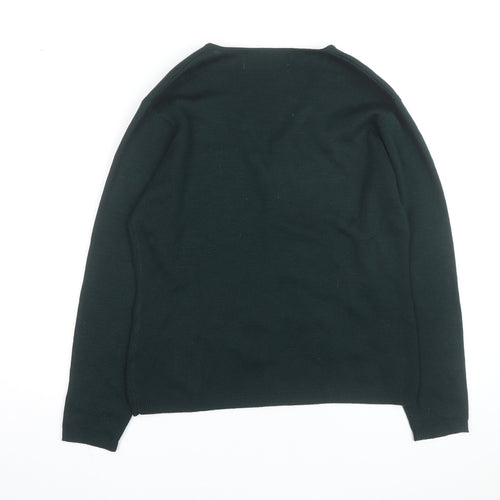 Le Gary Men's Green Wool Embroidered Cardigan M Classic Fit