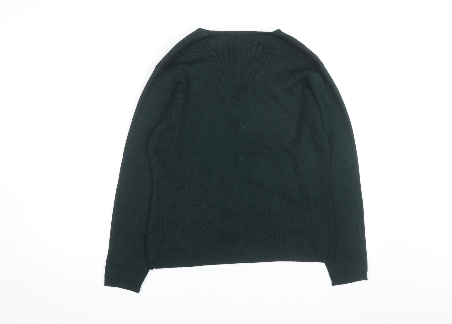 Le Gary Men's Green Wool Embroidered Cardigan M Classic Fit