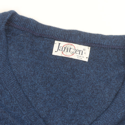 Jantzen Men's Blue Wool Sleeveless V-Neck Vest Jumper L