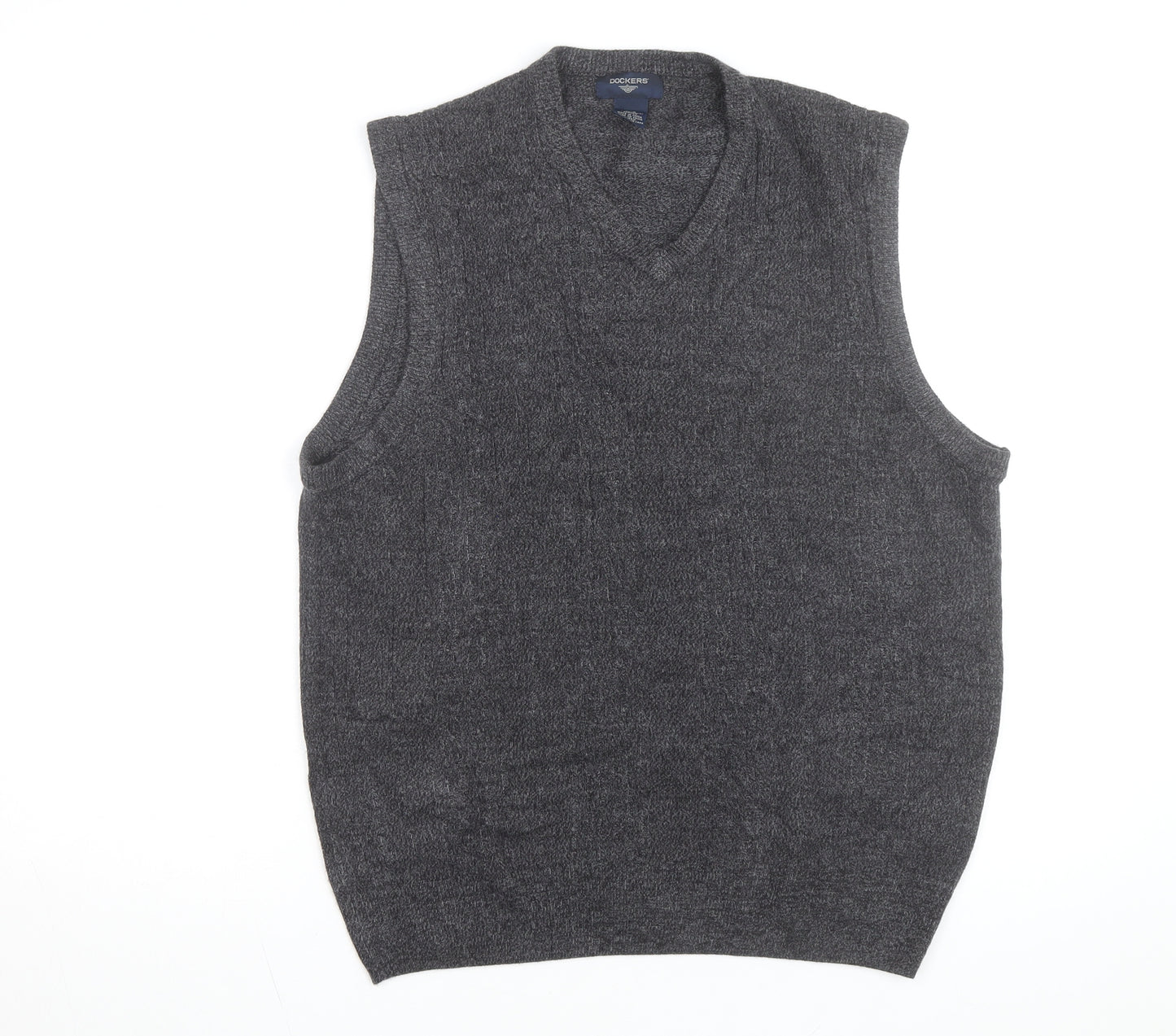Dockers Men's Grey Acrylic Sleeveless V-Neck Knit Vest Size L