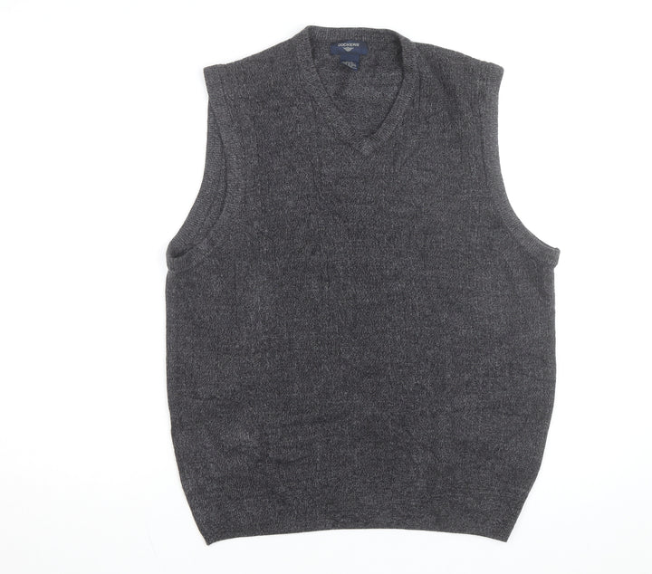 Dockers Men's Grey Acrylic Sleeveless V-Neck Knit Vest Size L