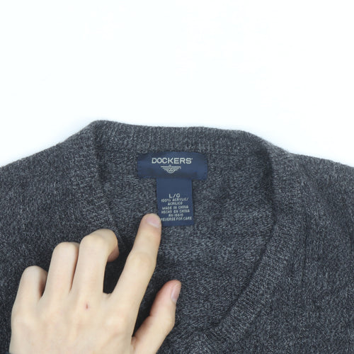 Dockers Men's Grey Acrylic Sleeveless V-Neck Knit Vest Size L