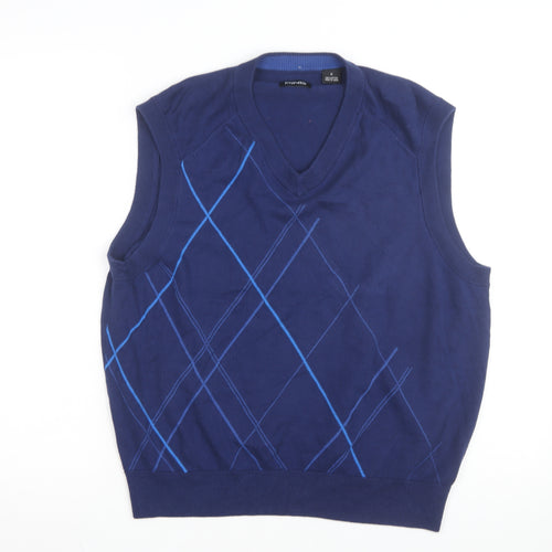 PING Men's Blue Argyle Cotton Golf Vest Jumper Size M