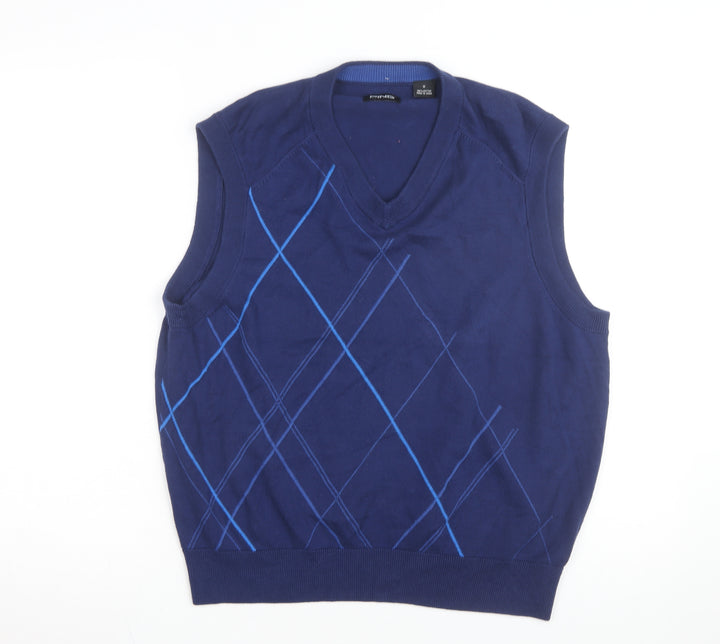 PING Men's Blue Argyle Cotton Golf Vest Jumper Size M