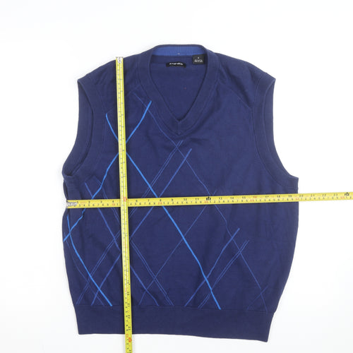 PING Men's Blue Argyle Cotton Golf Vest Jumper Size M