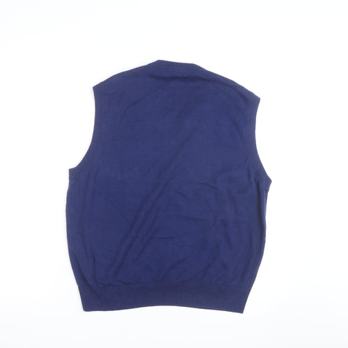 PING Men's Blue Argyle Cotton Golf Vest Jumper Size M