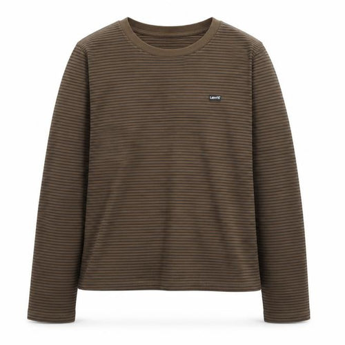 Levi's Girls Brown Striped Long Sleeve T-Shirt Size L Cotton Casual Top
