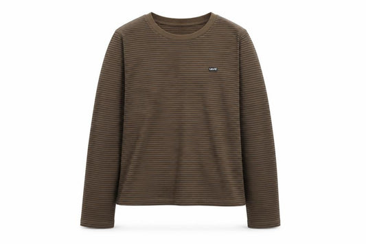 Levi's Girls Brown Striped Long Sleeve T-Shirt Size L Cotton Casual Top