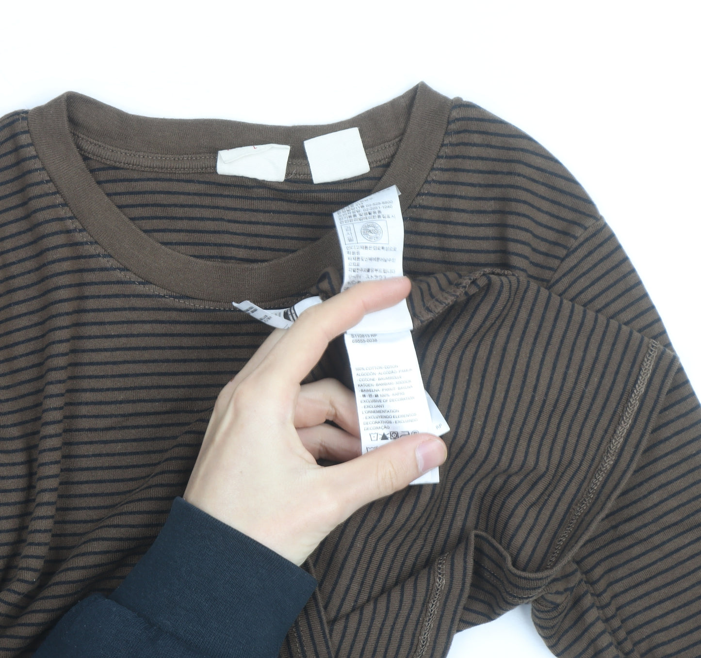 Levi's Girls Brown Striped Long Sleeve T-Shirt Size L Cotton Casual Top
