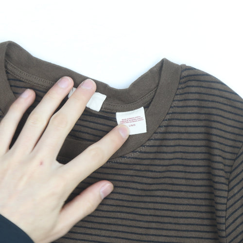Levi's Girls Brown Striped Long Sleeve T-Shirt Size L Cotton Casual Top