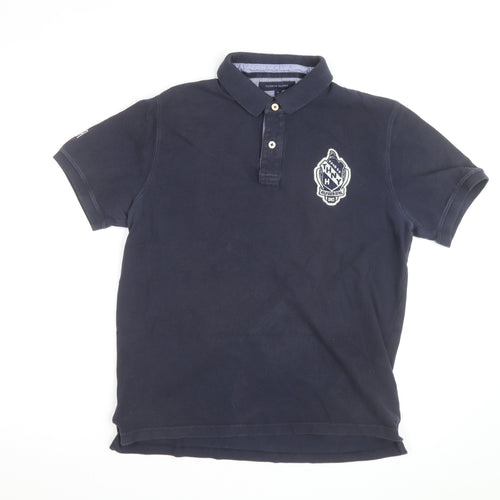 Tommy Hilfiger Men's Blue Slim Fit Polo Shirt XL Embroidered Logo