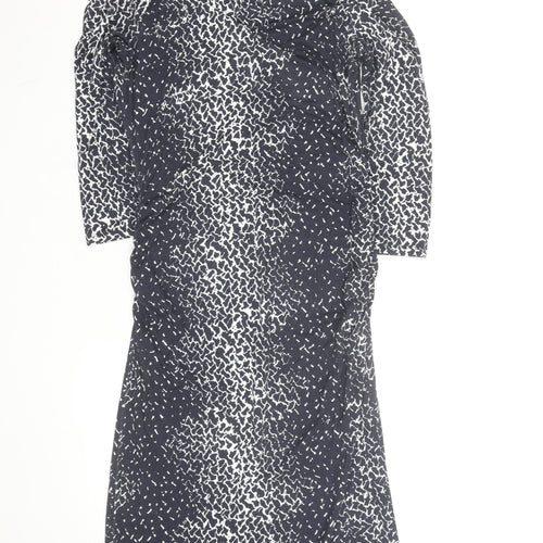 Jaeger Women's Black Geometric V-Neck Bodycon Dress Size 10