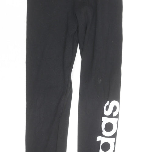 Adidas Girls Black Ankle Leggings 9-10 Years Stretch Sportswear