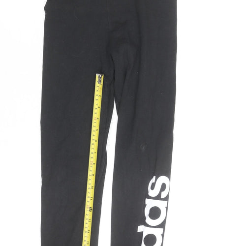 Adidas Girls Black Ankle Leggings 9-10 Years Stretch Sportswear