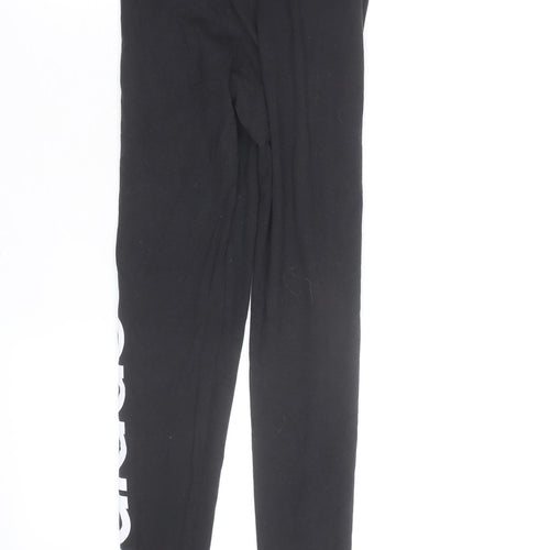 Adidas Girls Black Ankle Leggings 9-10 Years Stretch Sportswear