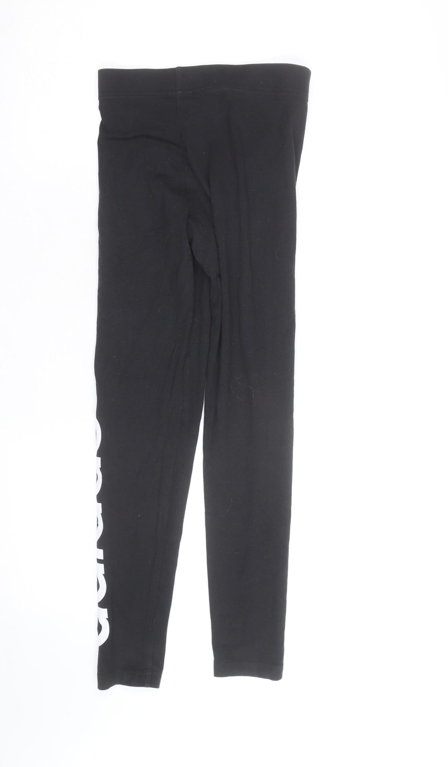 Adidas Girls Black Ankle Leggings 9-10 Years Stretch Sportswear
