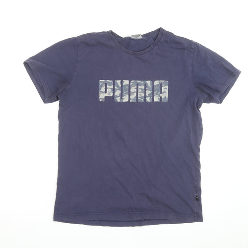 Puma Men's Blue Graphic Print Crew Neck Cotton T-Shirt M