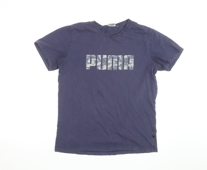 Puma Men's Blue Graphic Print Crew Neck Cotton T-Shirt M