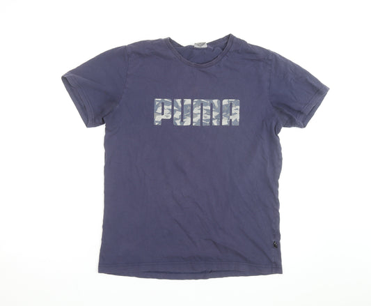 Puma Men's Blue Graphic Print Crew Neck Cotton T-Shirt M