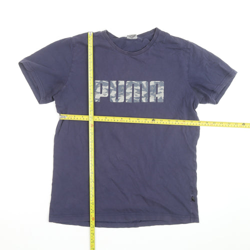 Puma Men's Blue Graphic Print Crew Neck Cotton T-Shirt M