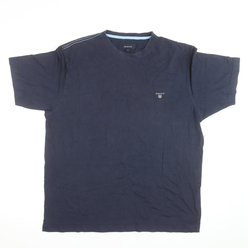 GANT Men's Blue Cotton Crew Neck Short Sleeve T-Shirt L