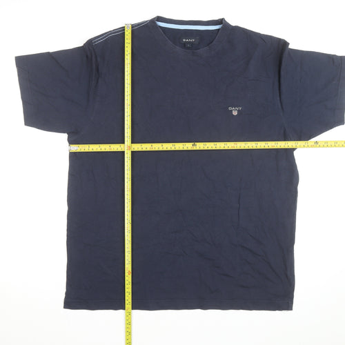 GANT Men's Blue Cotton Crew Neck Short Sleeve T-Shirt L