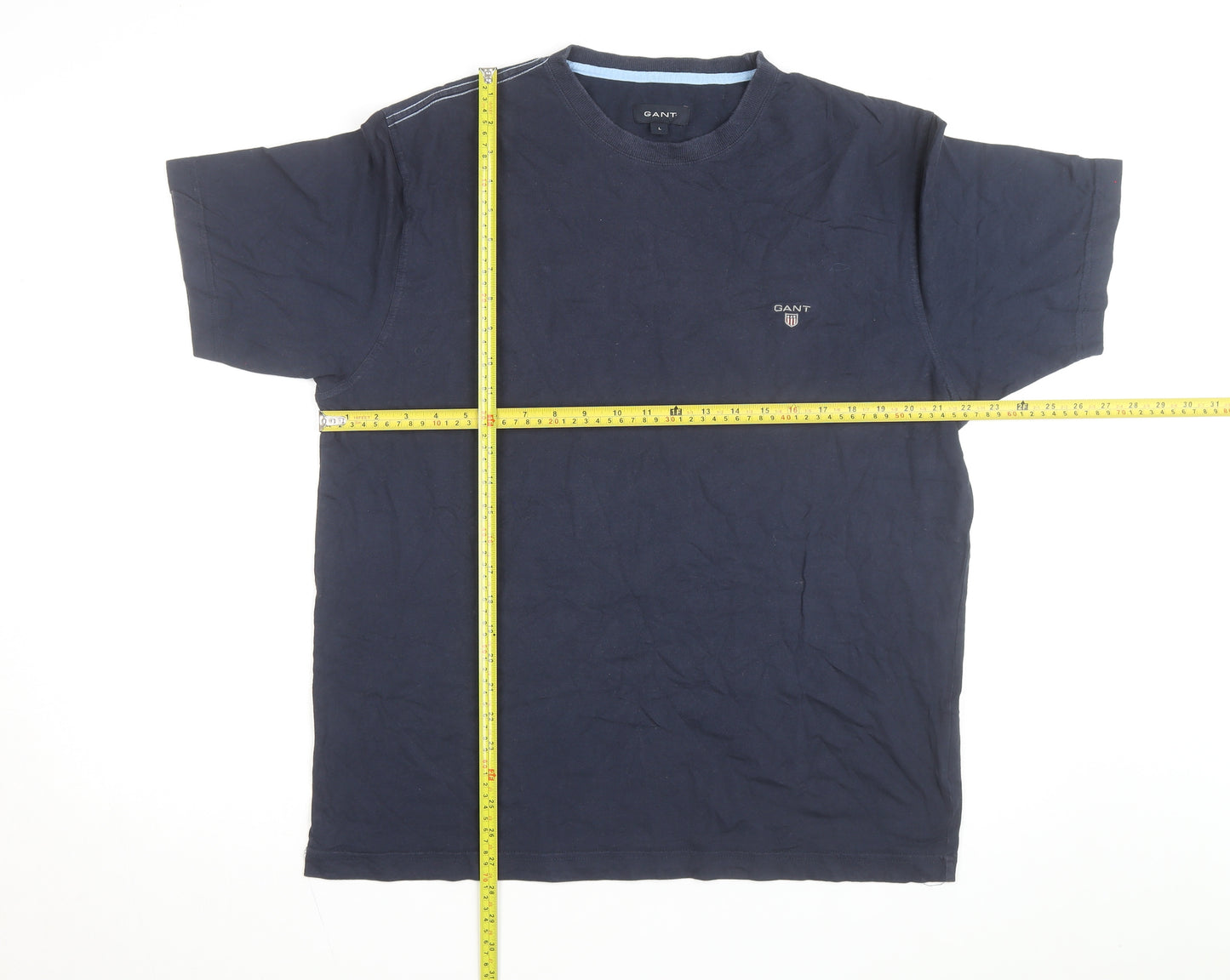 GANT Men's Blue Cotton Crew Neck Short Sleeve T-Shirt L