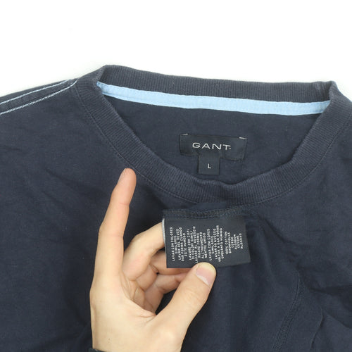 GANT Men's Blue Cotton Crew Neck Short Sleeve T-Shirt L