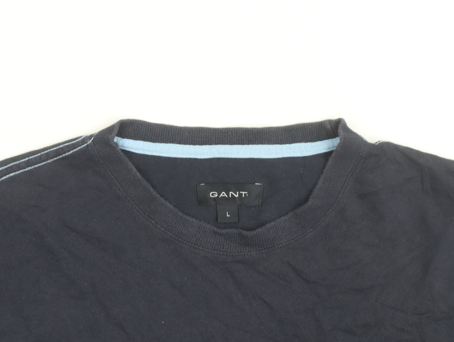 GANT Men's Blue Cotton Crew Neck Short Sleeve T-Shirt L