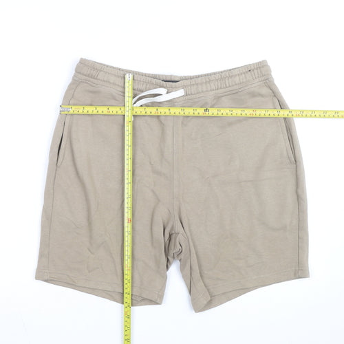 US ATH Men’s Beige Sweat Shorts Size L Jersey Cotton Blend