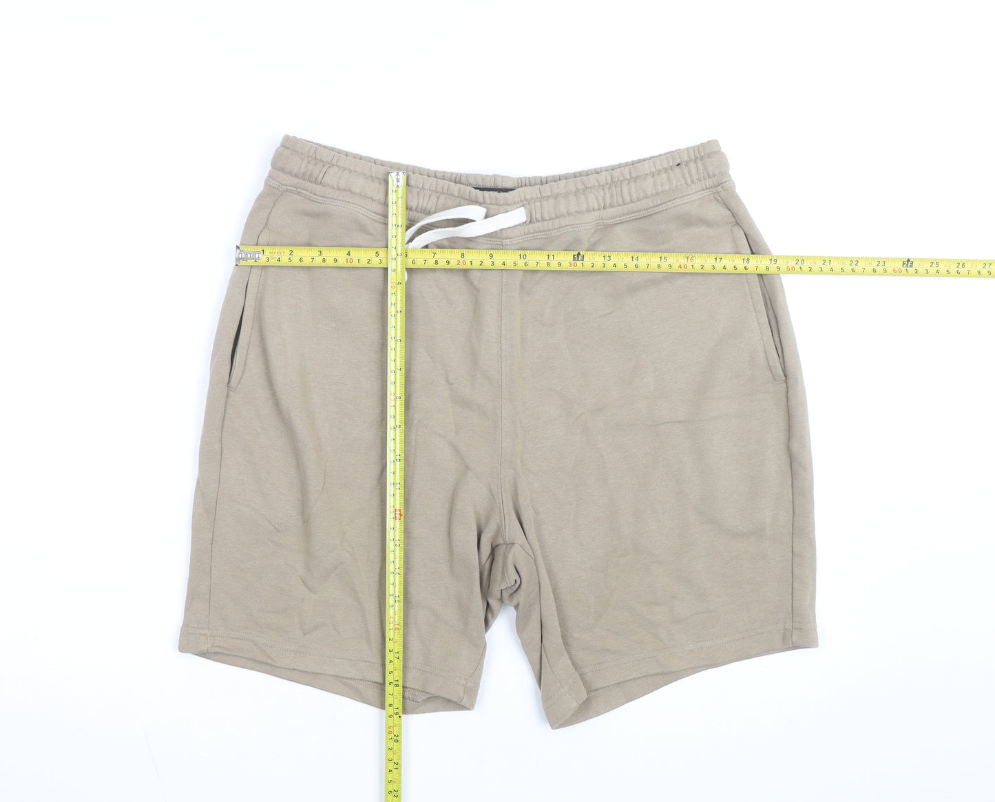 US ATH Men’s Beige Sweat Shorts Size L Jersey Cotton Blend