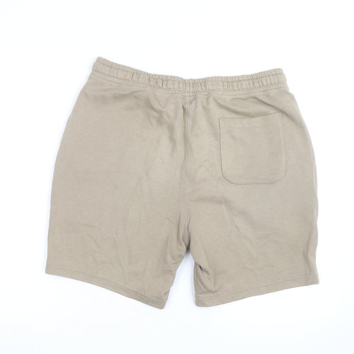 US ATH Men’s Beige Sweat Shorts Size L Jersey Cotton Blend