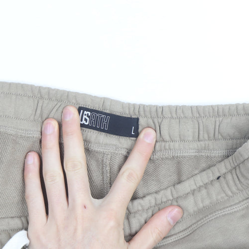 US ATH Men’s Beige Sweat Shorts Size L Jersey Cotton Blend