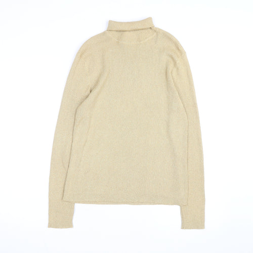 Epogee Womens Beige Roll Neck Long Sleeve Knit Pullover Jumper Medium