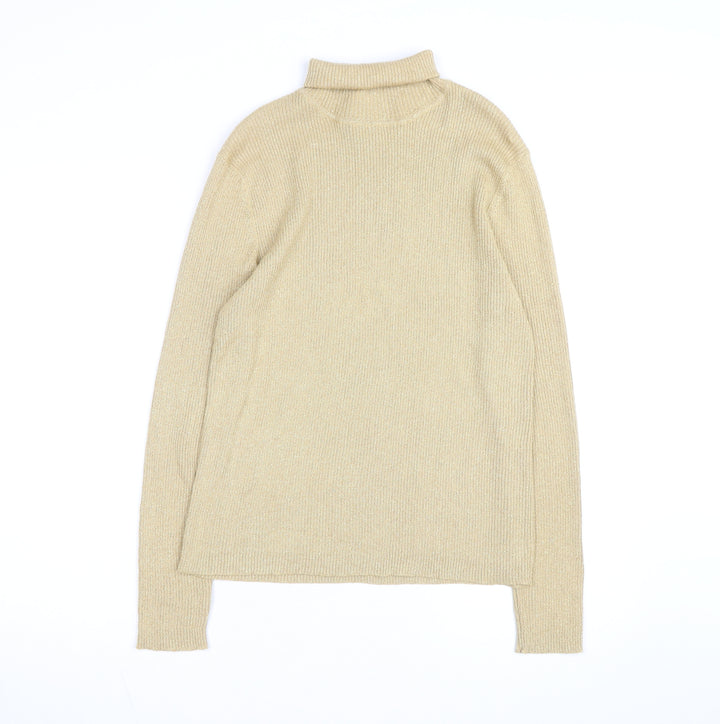 Epogee Womens Beige Roll Neck Long Sleeve Knit Pullover Jumper Medium