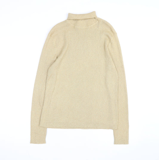 Epogee Womens Beige Roll Neck Long Sleeve Knit Pullover Jumper Medium