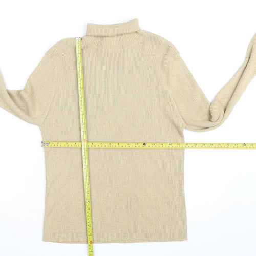 Epogee Womens Beige Roll Neck Long Sleeve Knit Pullover Jumper Medium