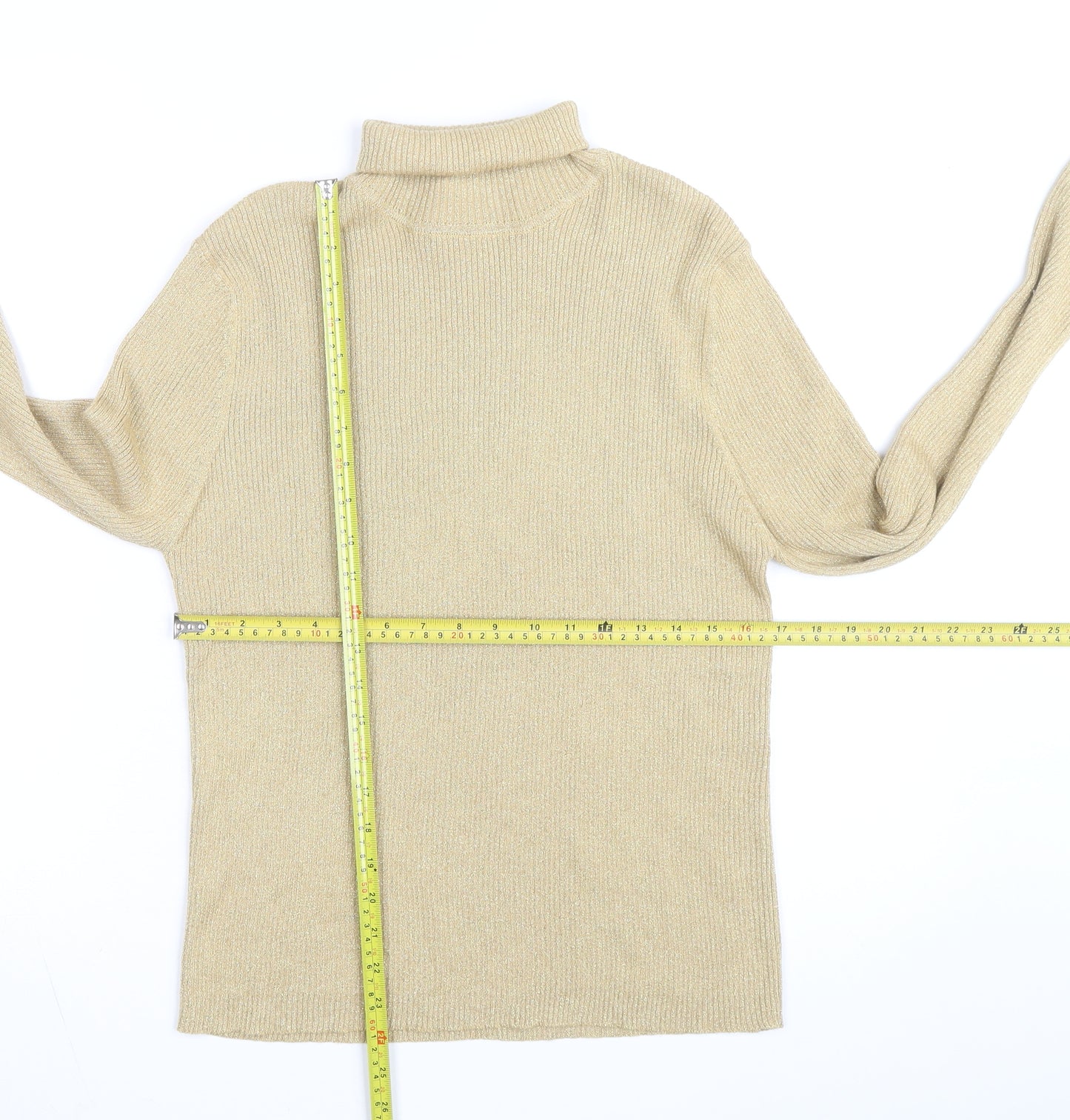 Epogee Womens Beige Roll Neck Long Sleeve Knit Pullover Jumper Medium