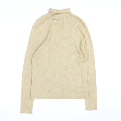 Epogee Womens Beige Roll Neck Long Sleeve Knit Pullover Jumper Medium