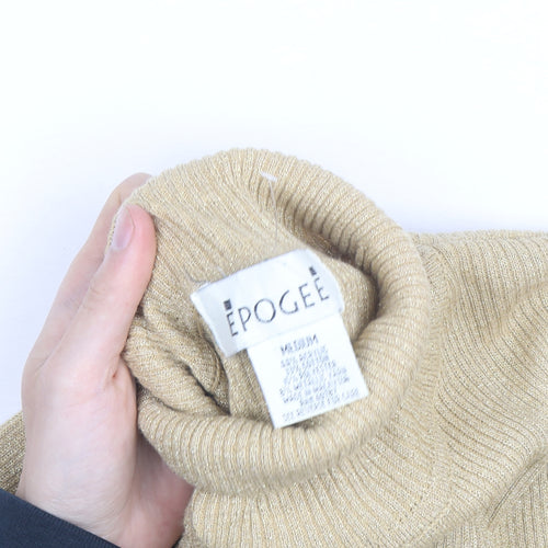 Epogee Womens Beige Roll Neck Long Sleeve Knit Pullover Jumper Medium
