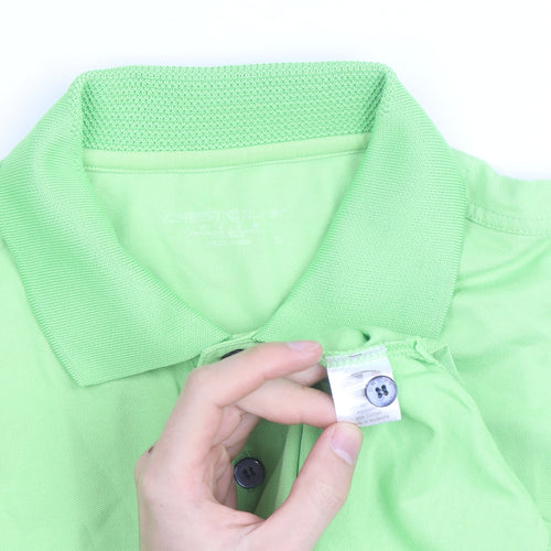 Crest Link Men's Green Lightweight Golf Polo Shirt Size L