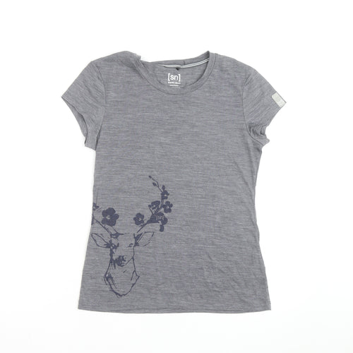 Super.Natural Women's Grey Merino Wool Blend Short Sleeve T-Shirt M