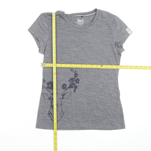 Super.Natural Women's Grey Merino Wool Blend Short Sleeve T-Shirt M