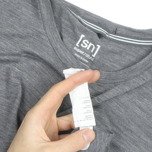 Super.Natural Women's Grey Merino Wool Blend Short Sleeve T-Shirt M