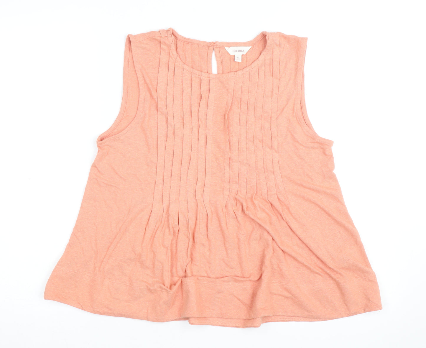 Marks and Spencer Women Pink Sleeveless Pleated Tunic Blouse Size 10