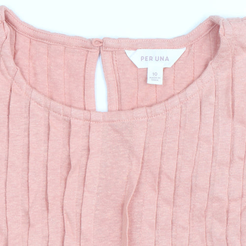 Marks and Spencer Women Pink Sleeveless Pleated Tunic Blouse Size 10