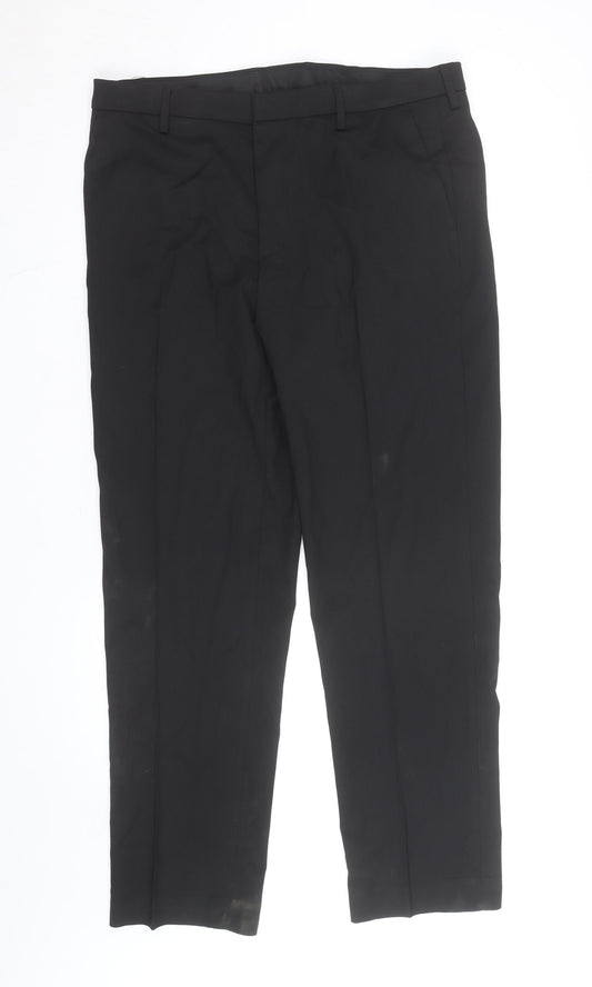 Marks and Spencer Men's Black 36R Regular Fit Dress Trousers