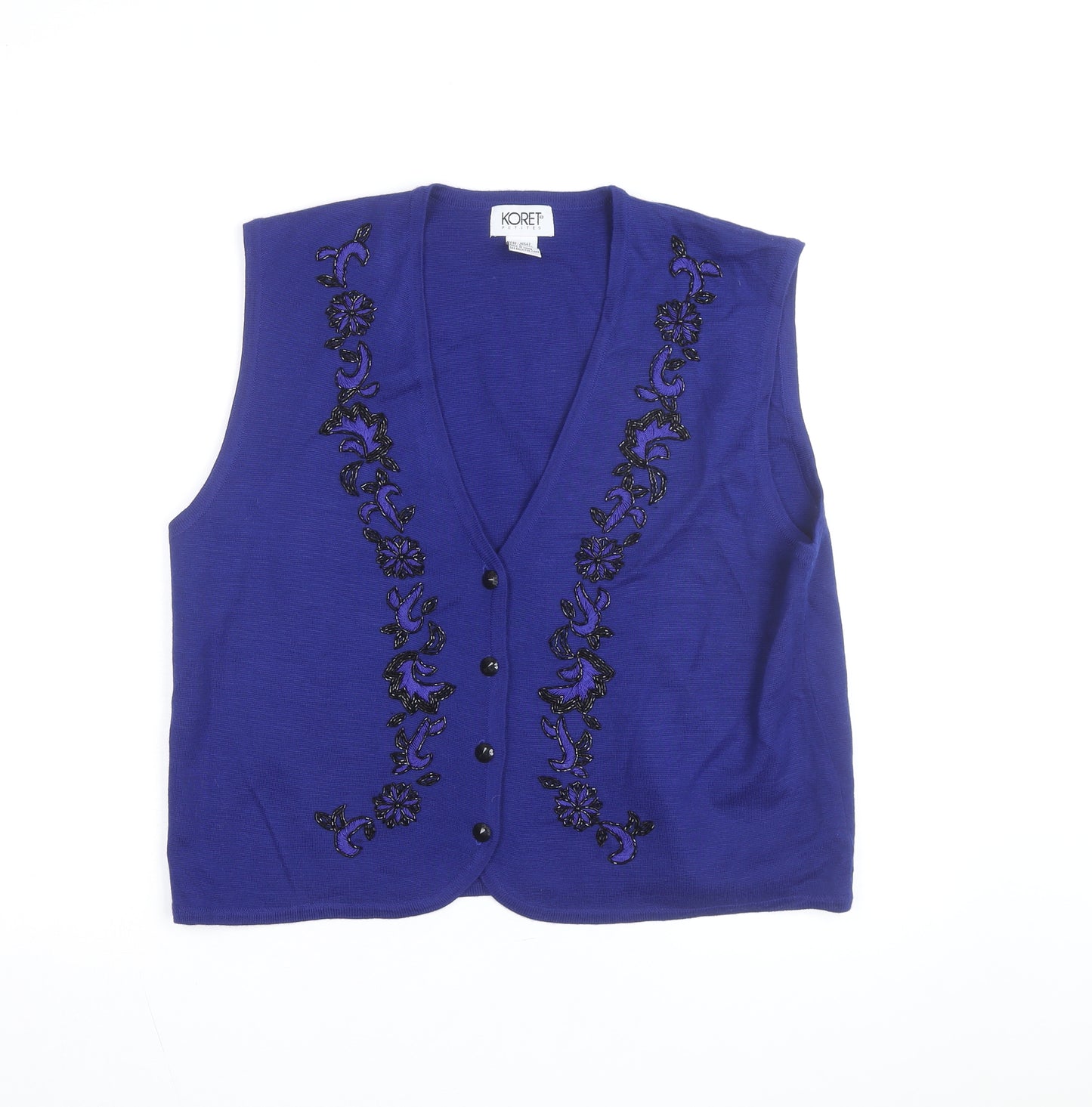 Koret Petites Blue Beaded Knit Sleeveless Vest Jumper Women’s L