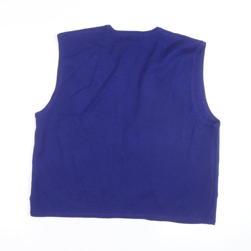 Koret Petites Blue Beaded Knit Sleeveless Vest Jumper Women’s L
