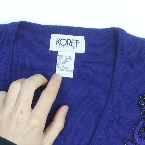 Koret Petites Blue Beaded Knit Sleeveless Vest Jumper Women’s L
